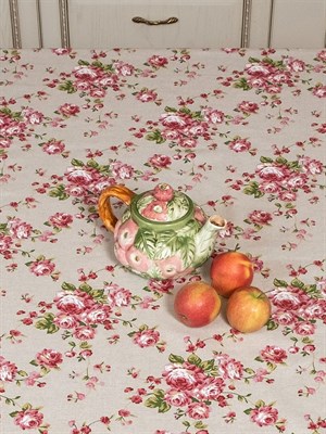 Скатерть из льна "Розовые розочки" - 150/150 - фото 10140