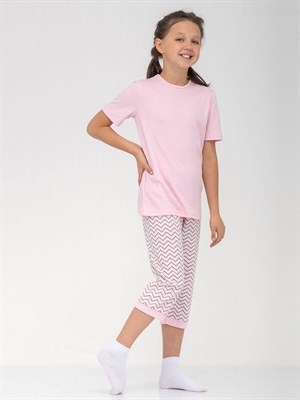 Пижама детская с бриджами Розовый зигзаг - фото 10456