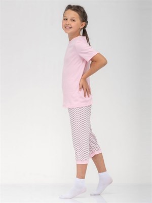 Пижама детская с бриджами Розовый зигзаг - фото 10458