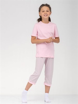Пижама детская с бриджами Розовый зигзаг - фото 10459