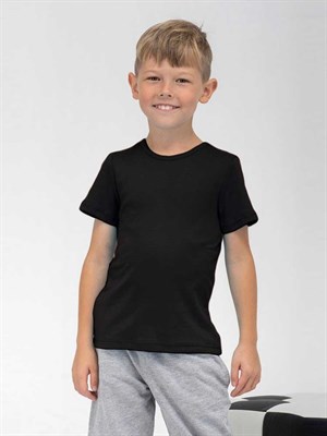 Детская черная футболка без рисунка - фото 10557